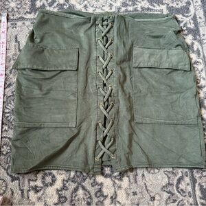 Guess Green Pencil Mini Skirt with Tie Front